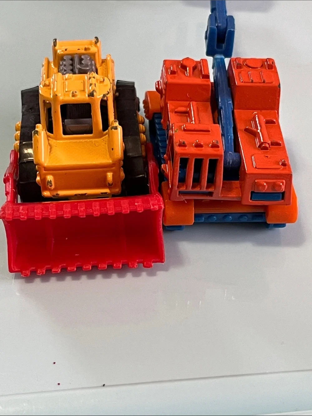 Yellow and Red Kids Construction Toy Bulldozer and Orange Excavator Set
